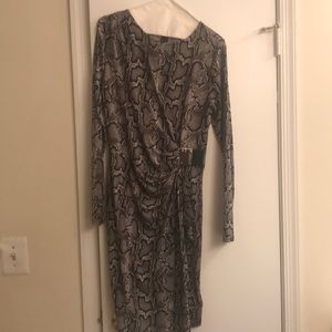 Sexy snakeskin pattern faux wrap dress.